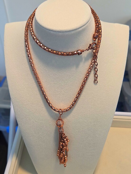Artisan Jewelry - Artisan Copper Mesh Tassel Necklace